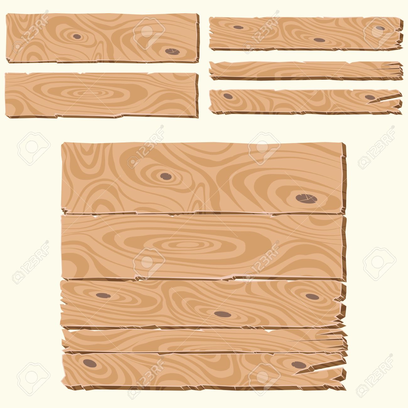 Set Of Wooden Planks Cartoon Style, Blank Wooden Boards, Wooden With Wood  Structure, Knots And Cracks, Rustic Wooden Background, Retro Wooden  Billboard, You Can Simply Regroup Boards Royalty Free SVG, Cliparts,  Vectors,