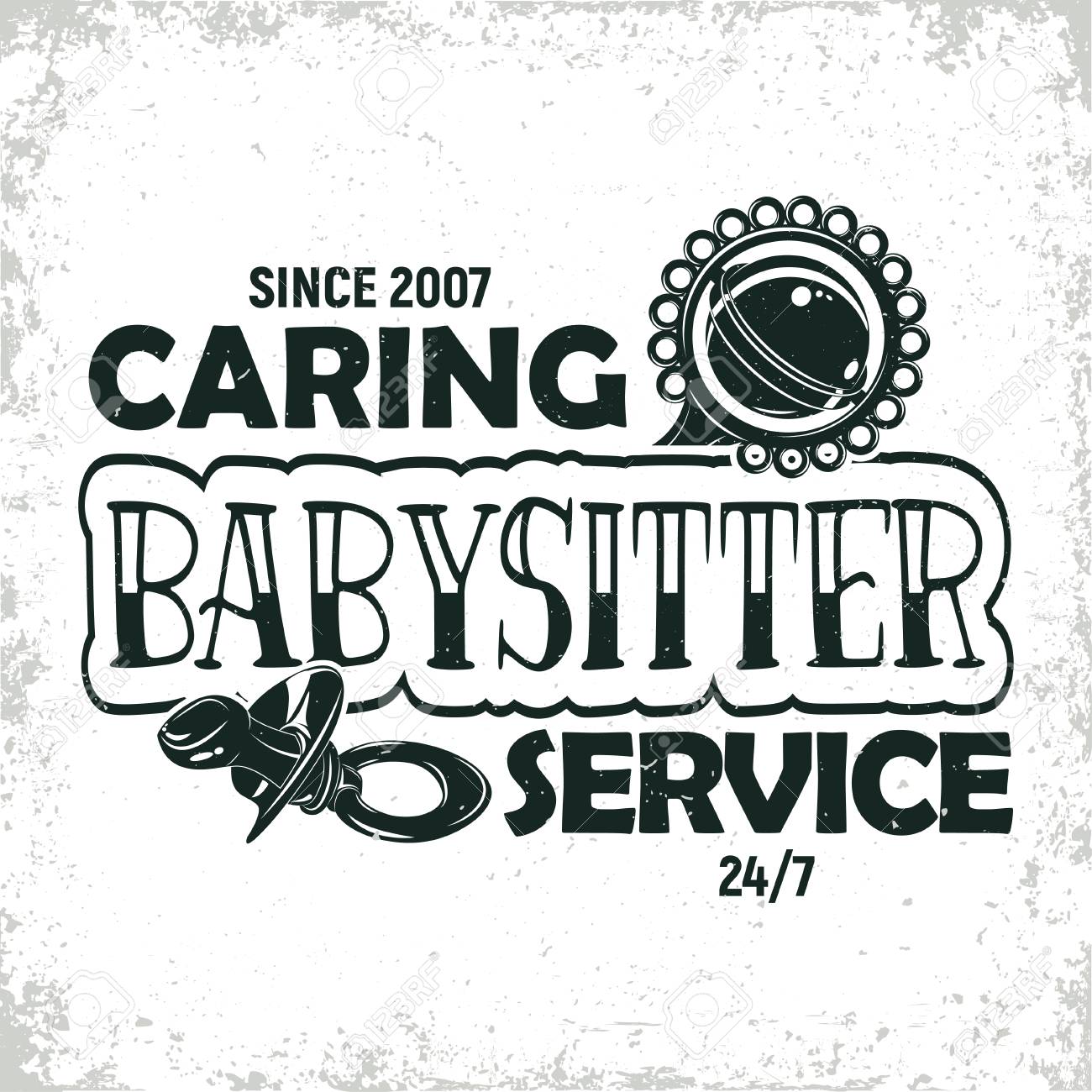 vintage logo graphic design print stamp babysitter typography babysitter logo
