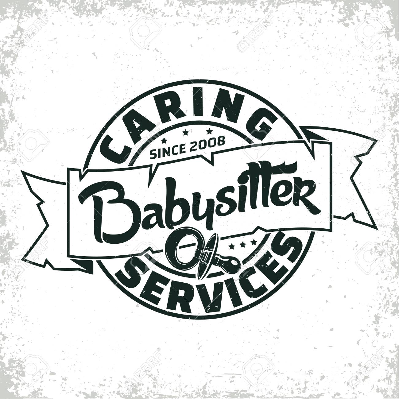 vintage logo graphic design print stamp babysitter typography babysitting logo