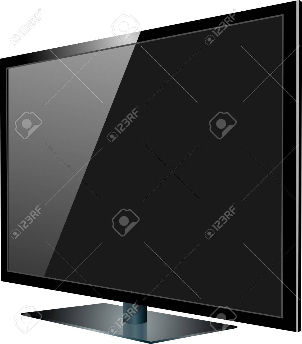 ブラック液晶テレビの画面が影を壁に掛かっています のイラスト素材 ベクタ Image