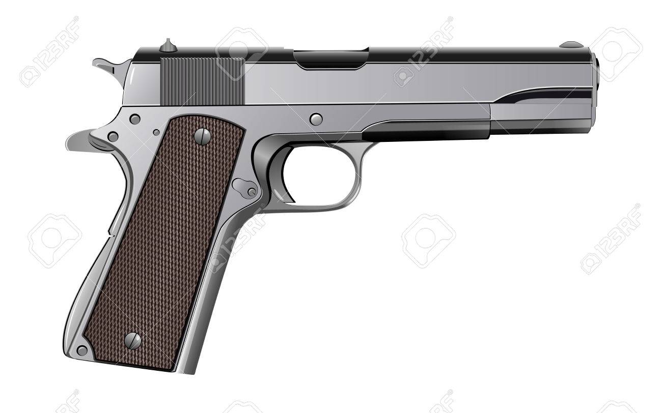 コルト m1911 ピストルの孤立した白いベクトル ロイヤリティフリー