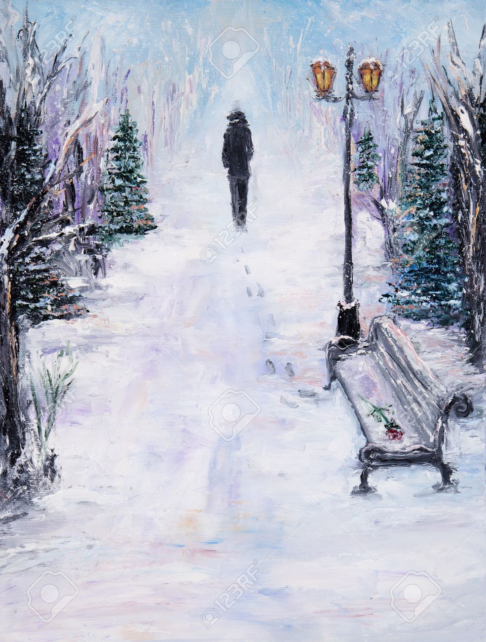 Resultado de imagen para pintura de hombre en el invierno