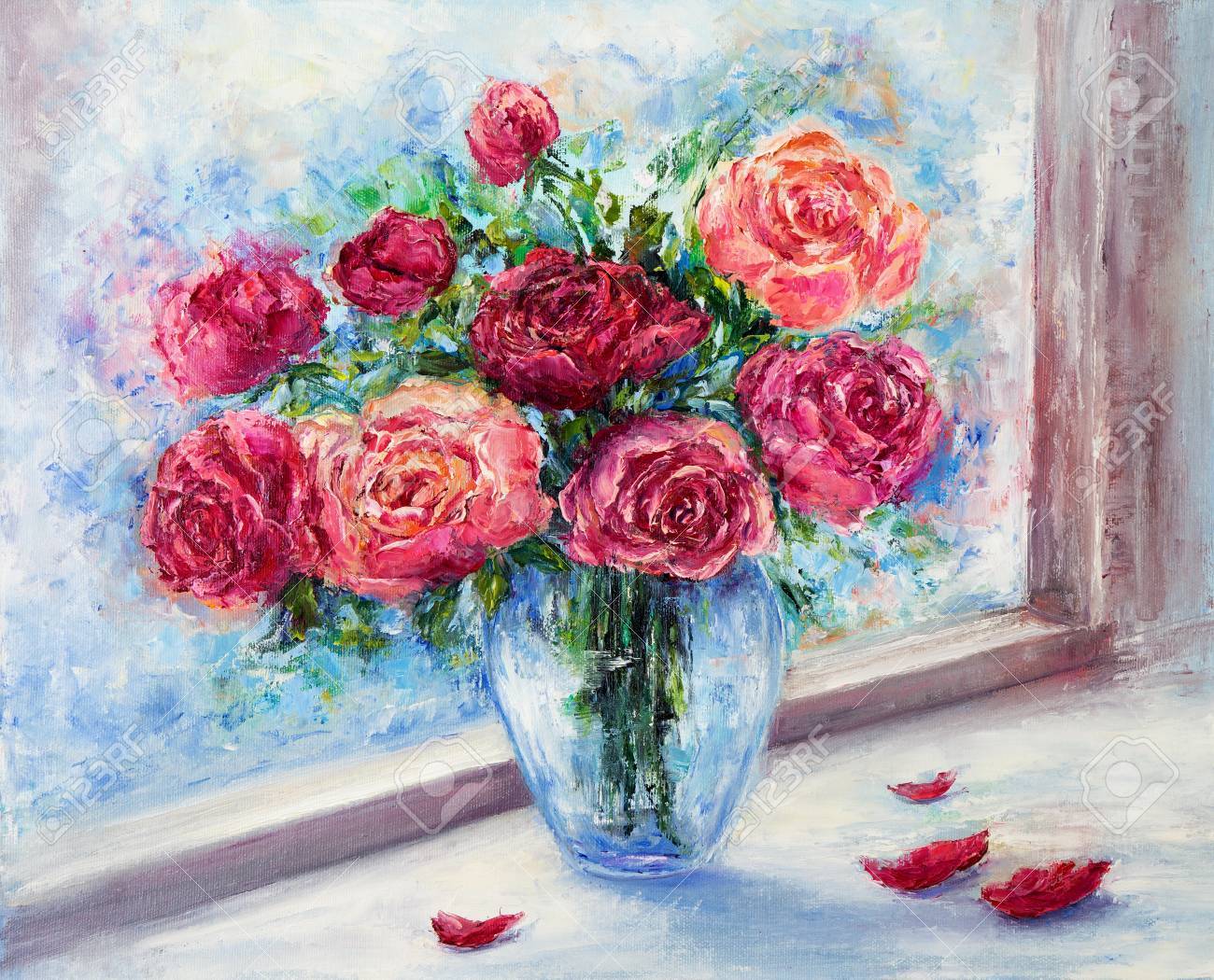 油彩画 花瓶のバラ 楽天市場】油彩画 F6号 千賀節子 「赤薔薇