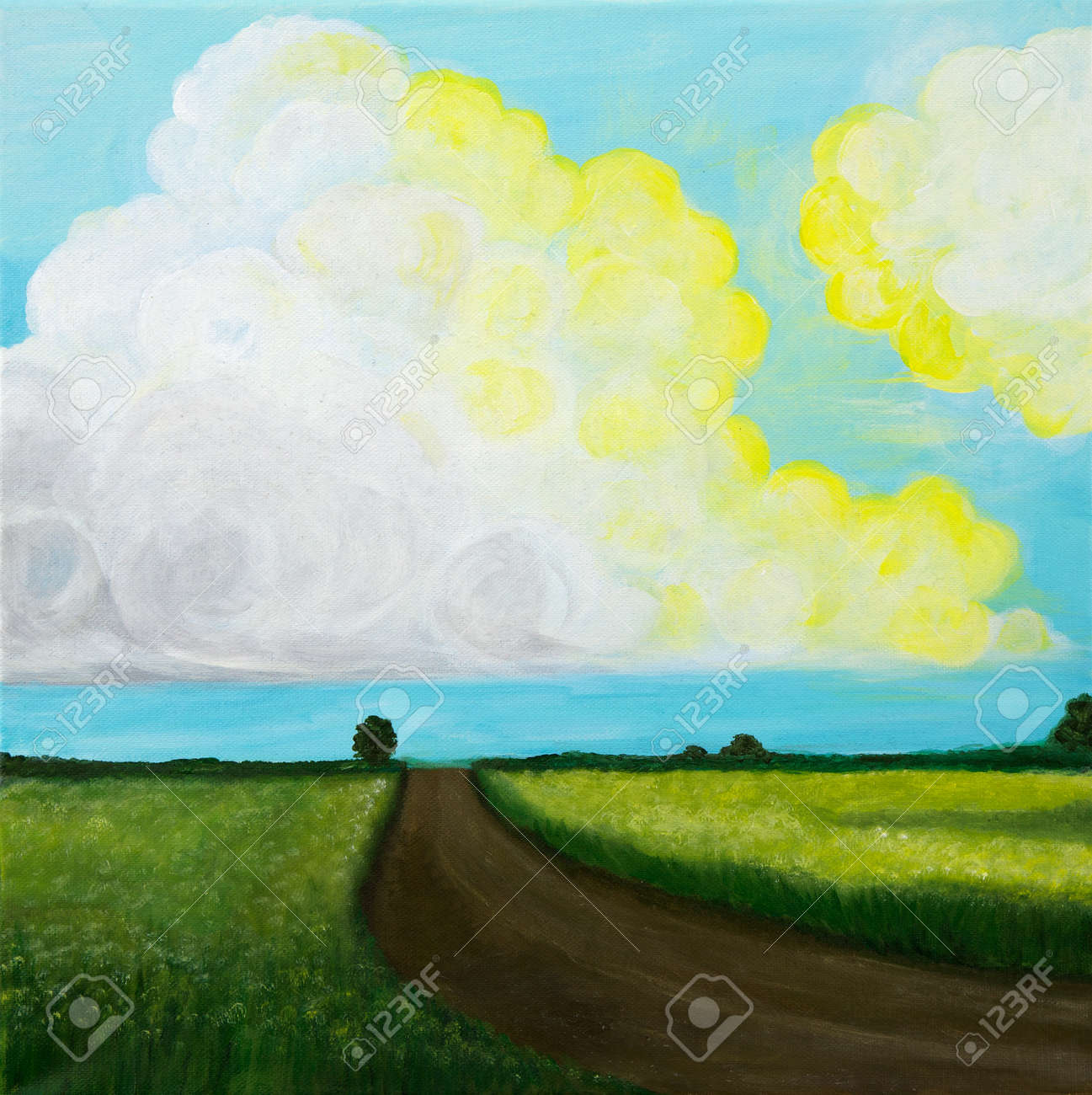 田園風景 油彩画 印象派スタイル