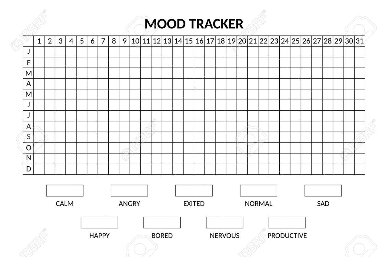 year-in-pixels-mood-tracker-monochrome-template-habit-diary-blank-for-bullet-journal-monthly-planner-horizontal-orientation-royalty-free-svg-cliparts-vectors-and-stock-illustration-image-163328526