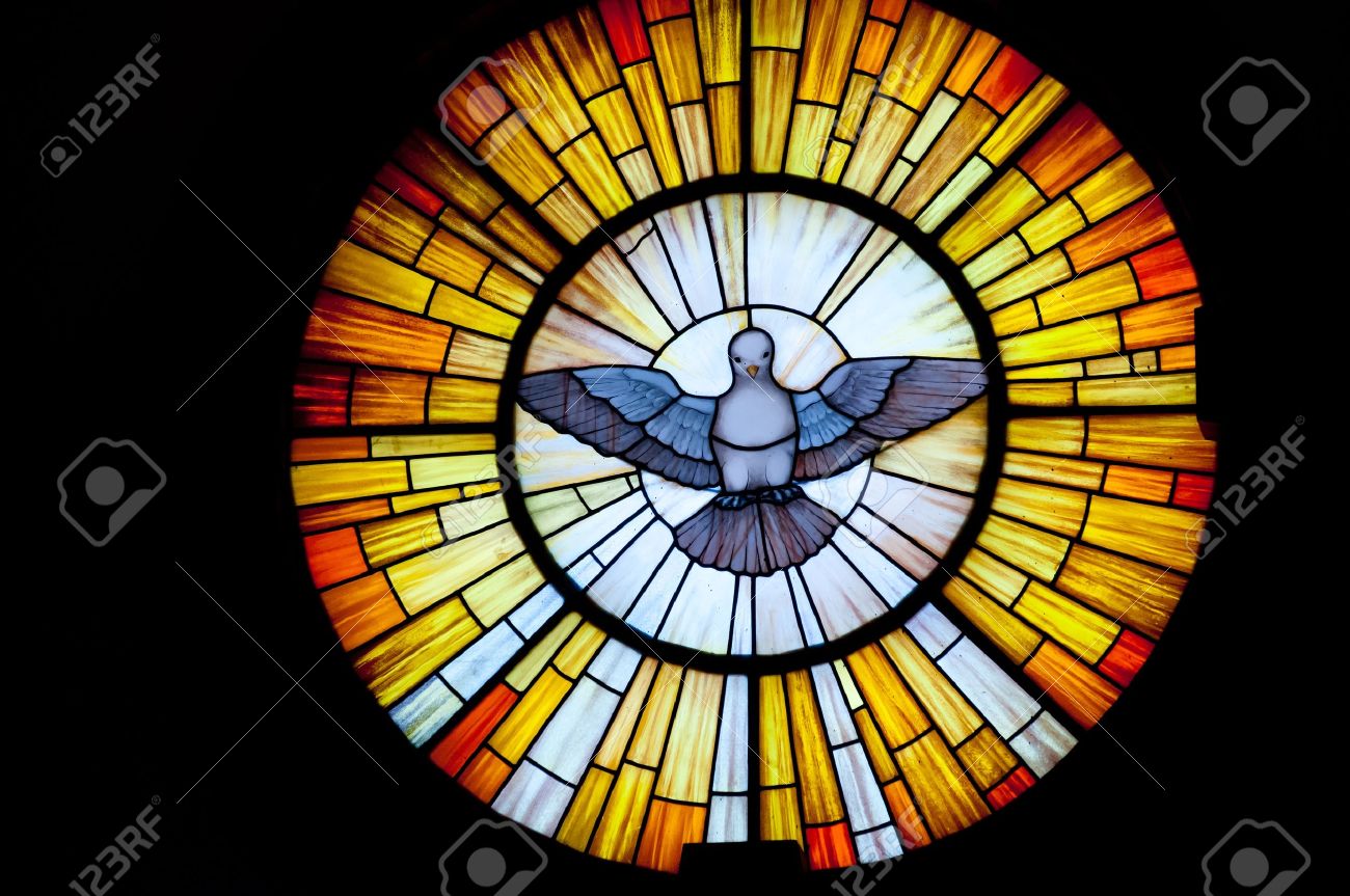 Stained glass picture of Outpouring of the Holy Spirit - photo taken in a church - 14096379 Stained glass picture of Outpouring of the Holy Spirit - photo taken in a church - 14096379