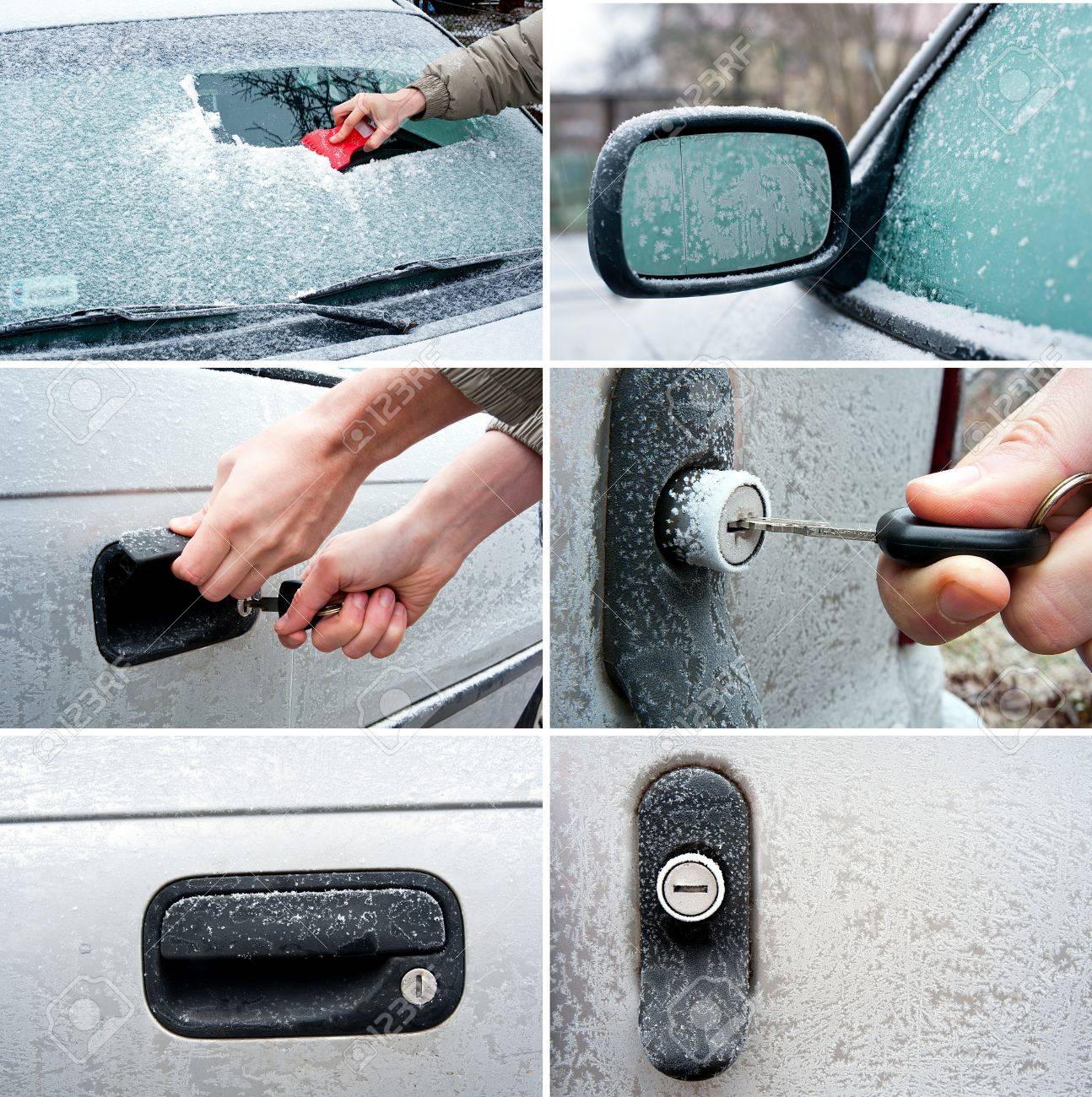set of frozen car related photos Unlocking a frozen car door - 16729229 set of frozen car related photos Unlocking a frozen car door - 16729229