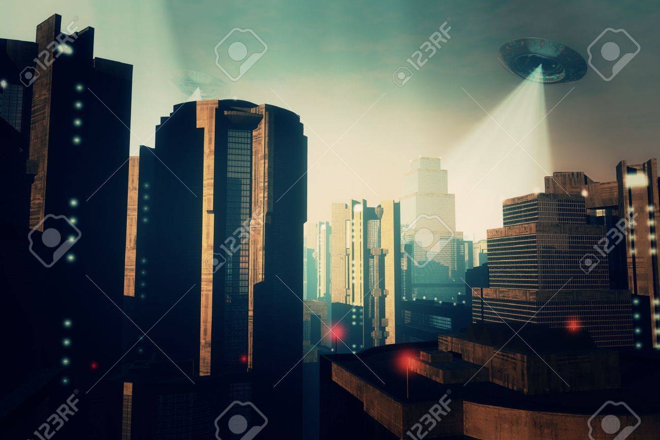 Ufo Flying on Earth at Night over Field - 18232414 Ufo Flying on Earth at Night over Field - 18232414