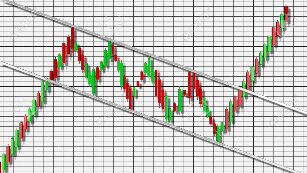 ブルフラッグ株価チャートパターン3Dイラストの写真素材・画像素材 Image 123530806