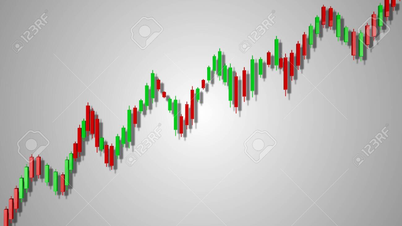 上昇トレンド株価チャート3Dイラストの写真素材・画像素材 Image 123530854