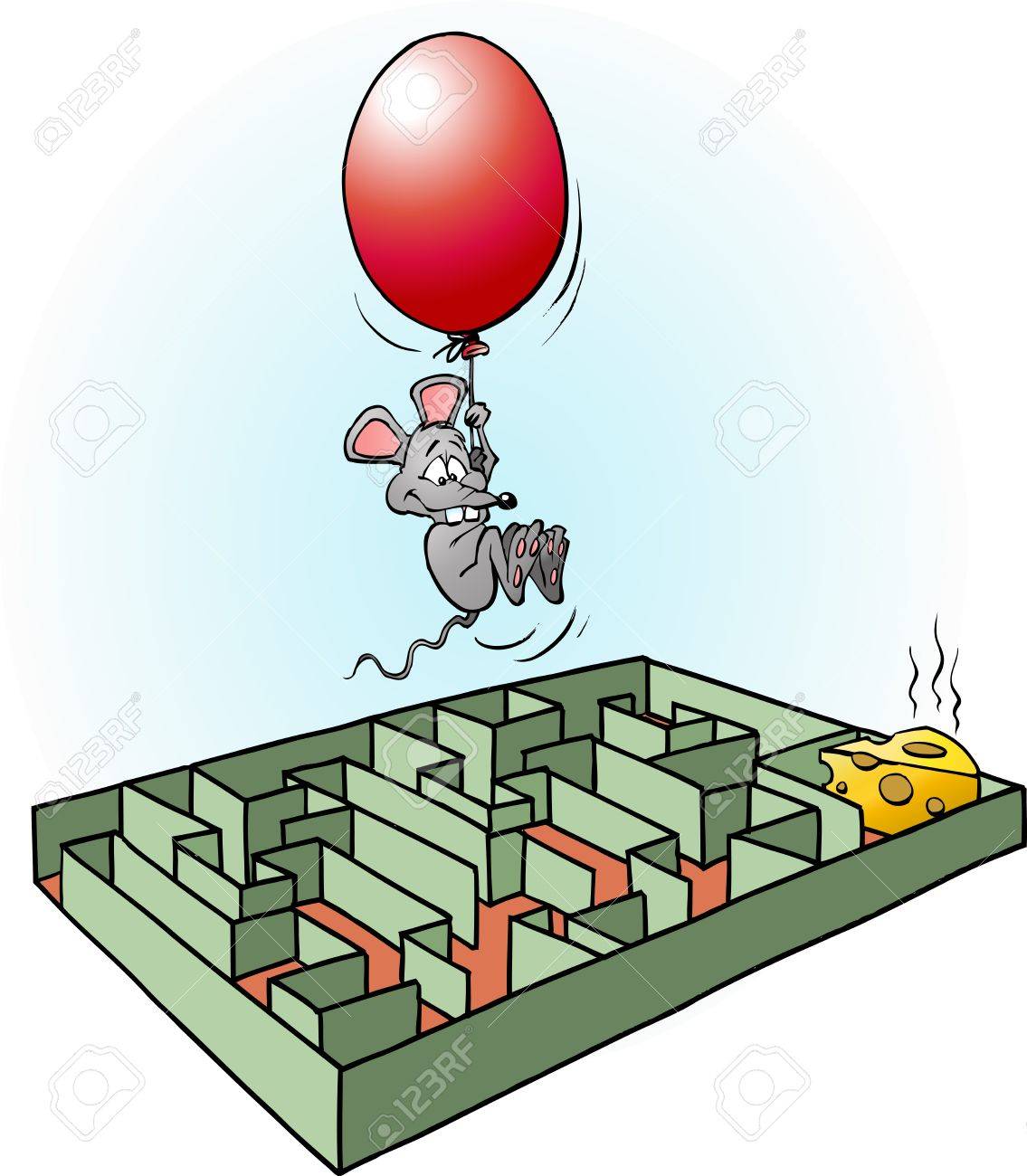 Creative Mouse Finds Easy Way To Cheese Cartoon Illustration