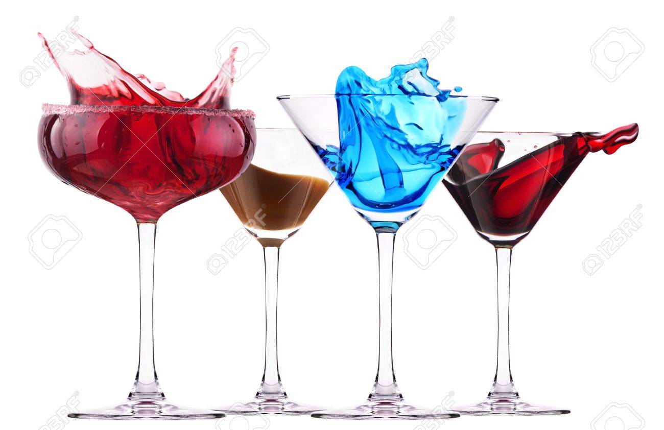 アルコール カクテル セット スプラッシュ 赤コスモポリタン ブルー キュラソー チョコレート カクテル の写真素材 画像素材 Image