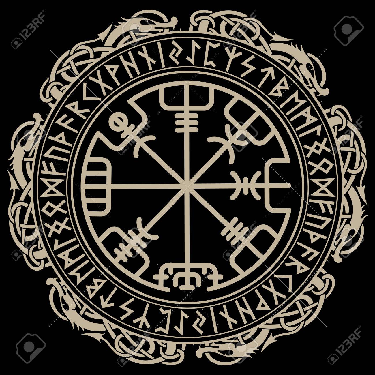 【ななのすけくんの財布】ハイクオリティvr　隕石パウダー使用　龍神ロゴ バイキング デザインは、魔法のルーン文字コンパス北欧ルーン