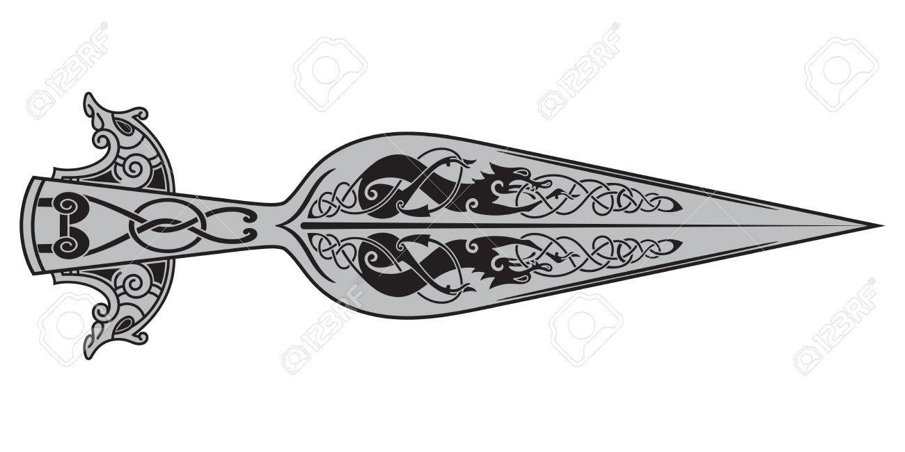 グングニール 神オーディンの槍と北欧のパターン のイラスト素材 ベクタ Image