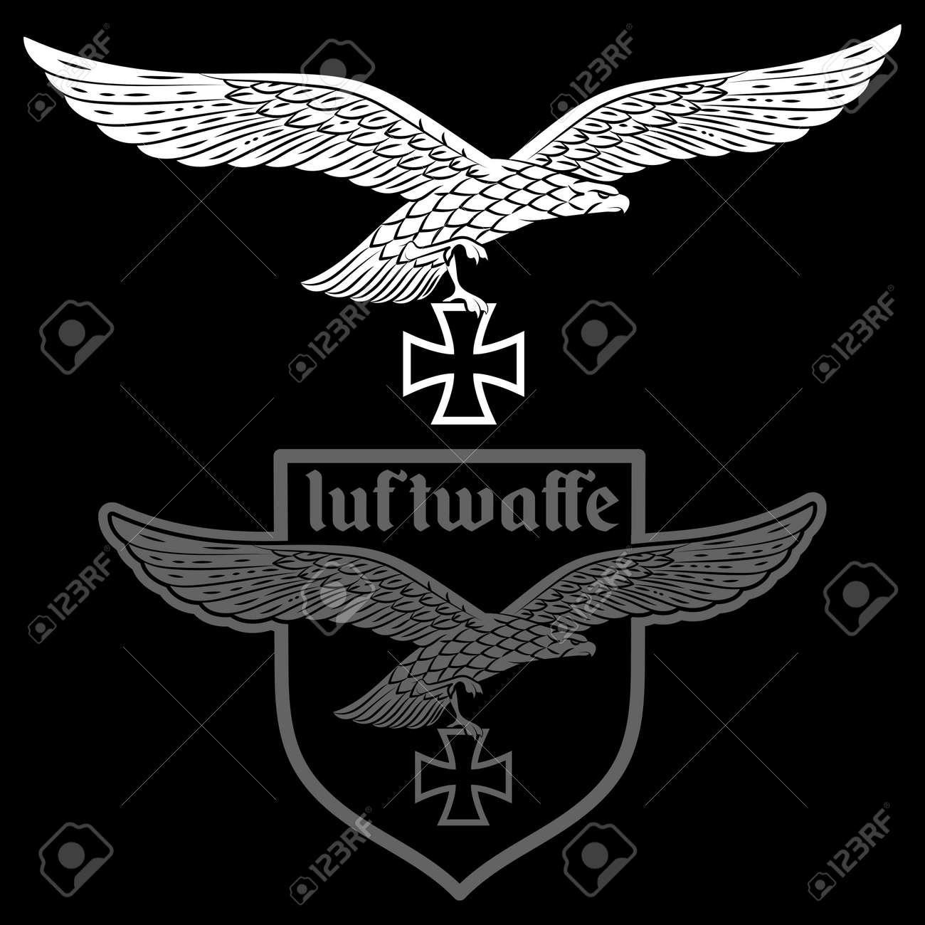 Badge Of The German Air Force. Eagle With Outstretched Wings And Iron Cross  Royalty Free SVG, Cliparts, Vectors, And Stock Illustration. Image  169886930.