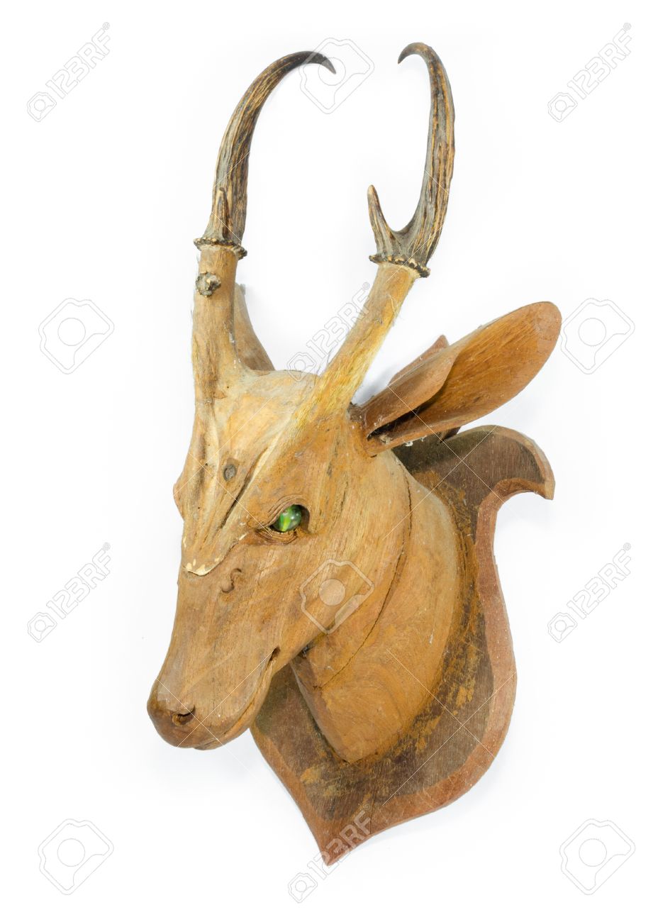 wooden deer head