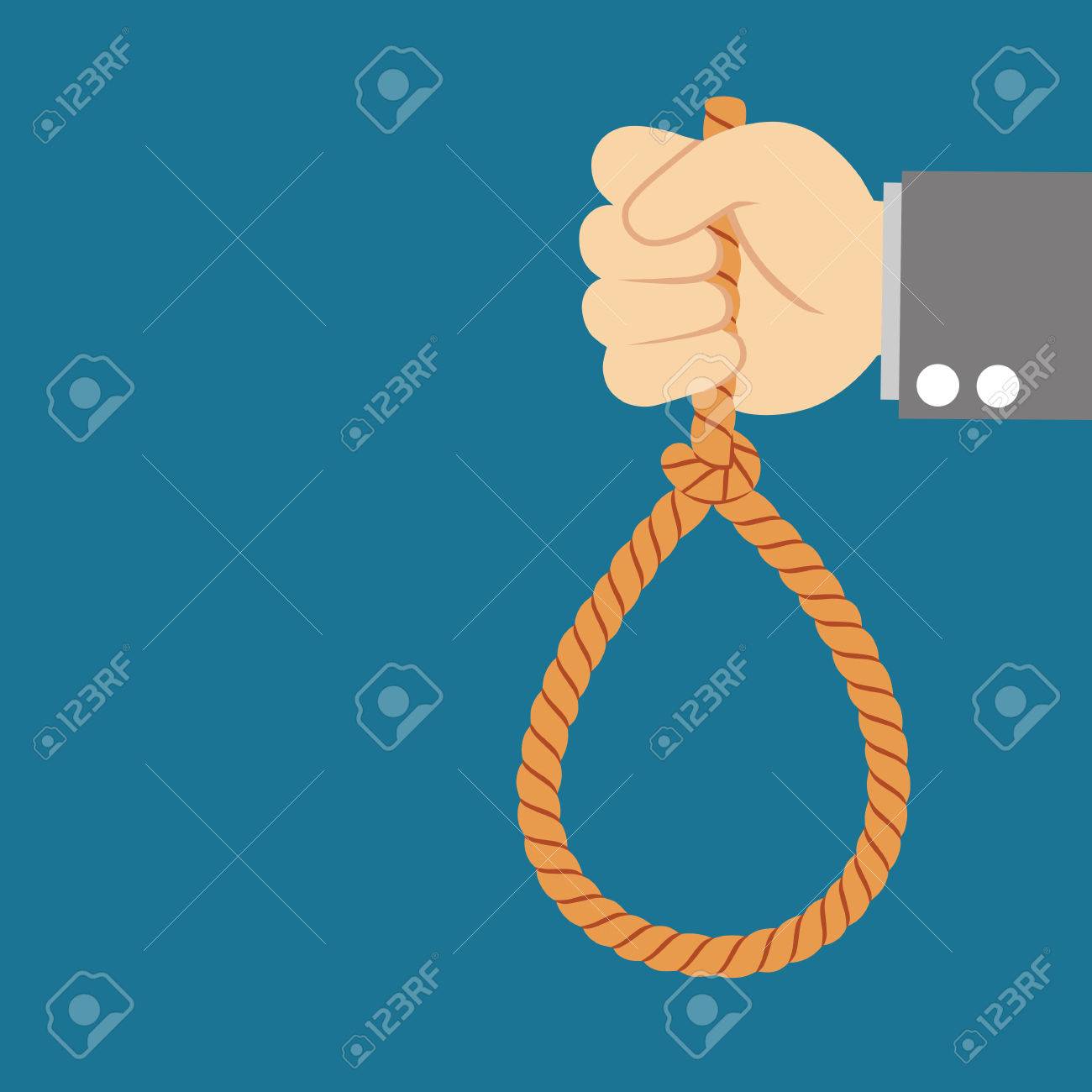 自殺とビジネスのトピック 吊り下げ用ロープのループを保持している黒のジャケットで実業家の手のイラスト素材 ベクタ Image 自殺とビジネスのトピック 吊り下げ用ロープのループを保持している黒のジャケットで実業家の手のイラスト素材 ベクタ Image