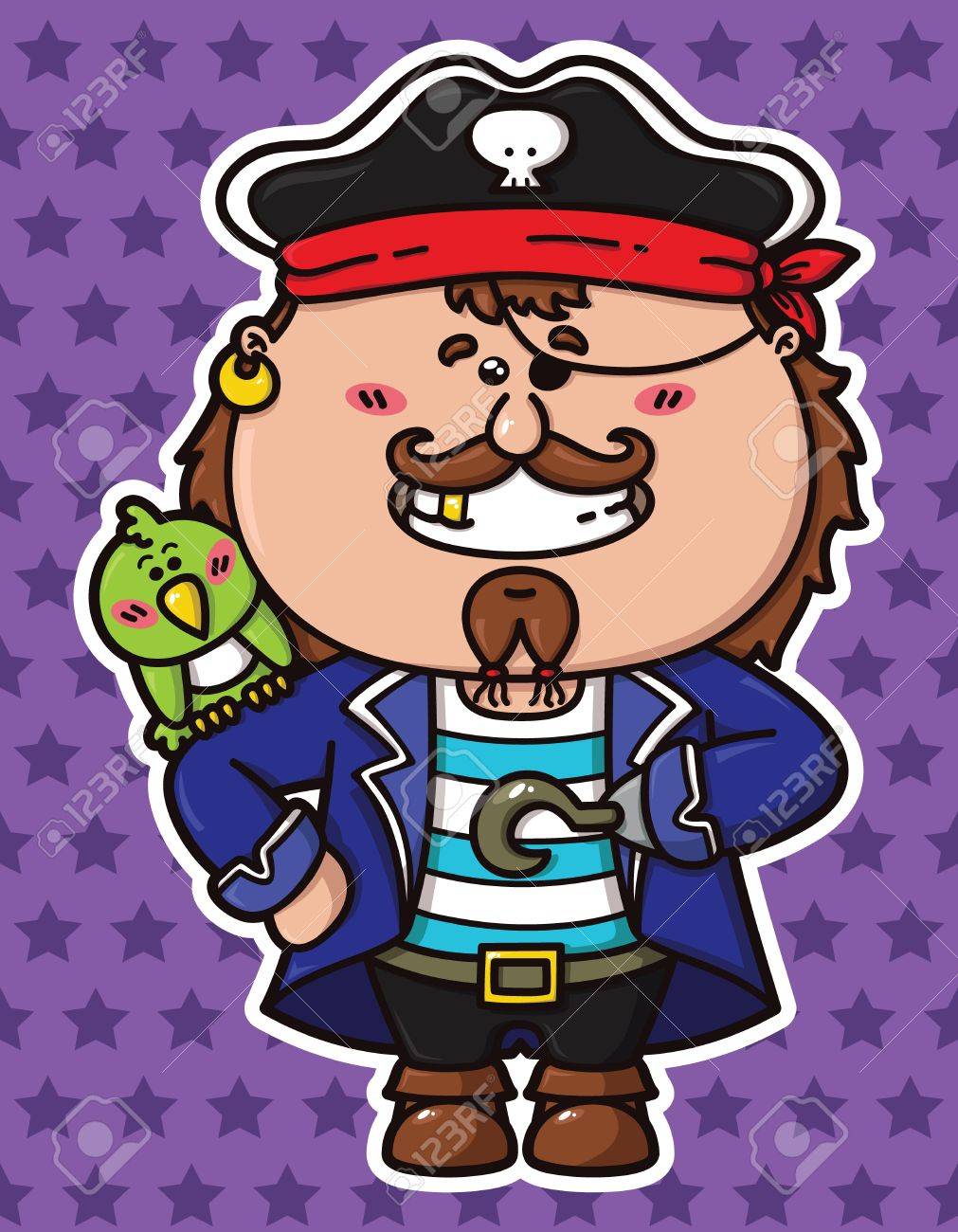 彼の肩にオウムをもつかわいい海賊のベクトル イラストのイラスト素材 ベクタ Image 彼の肩にオウムをもつかわいい海賊のベクトル イラストのイラスト素材 ベクタ Image