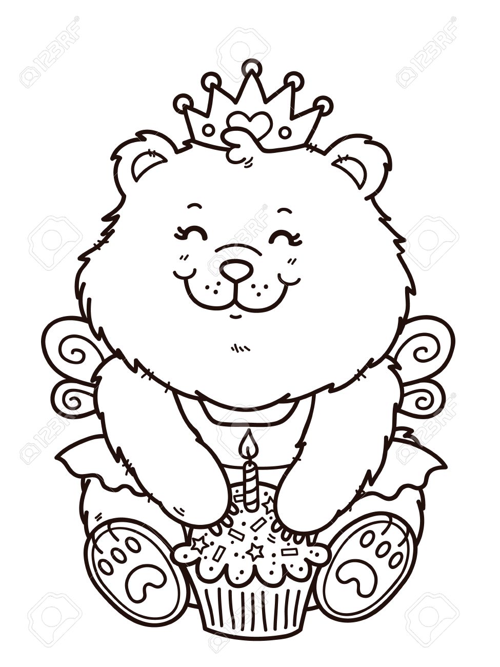 Joyeux Anniversaire Fille Ours Vector Stamp Numerique De Ours De Bande Dessinee Pour La Fabrication De Cartes Scrapbooking Livres A Colorier Clip Art Libres De Droits Vecteurs Et Illustration Image