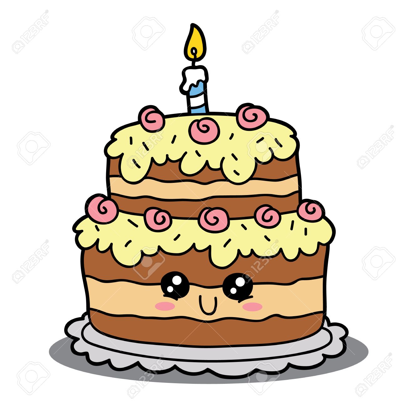 ベクトル子供およびスクラップのための誕生日ケーキのかわいい漫画のキャラクターのイラスト本 のイラスト素材 ベクタ Image