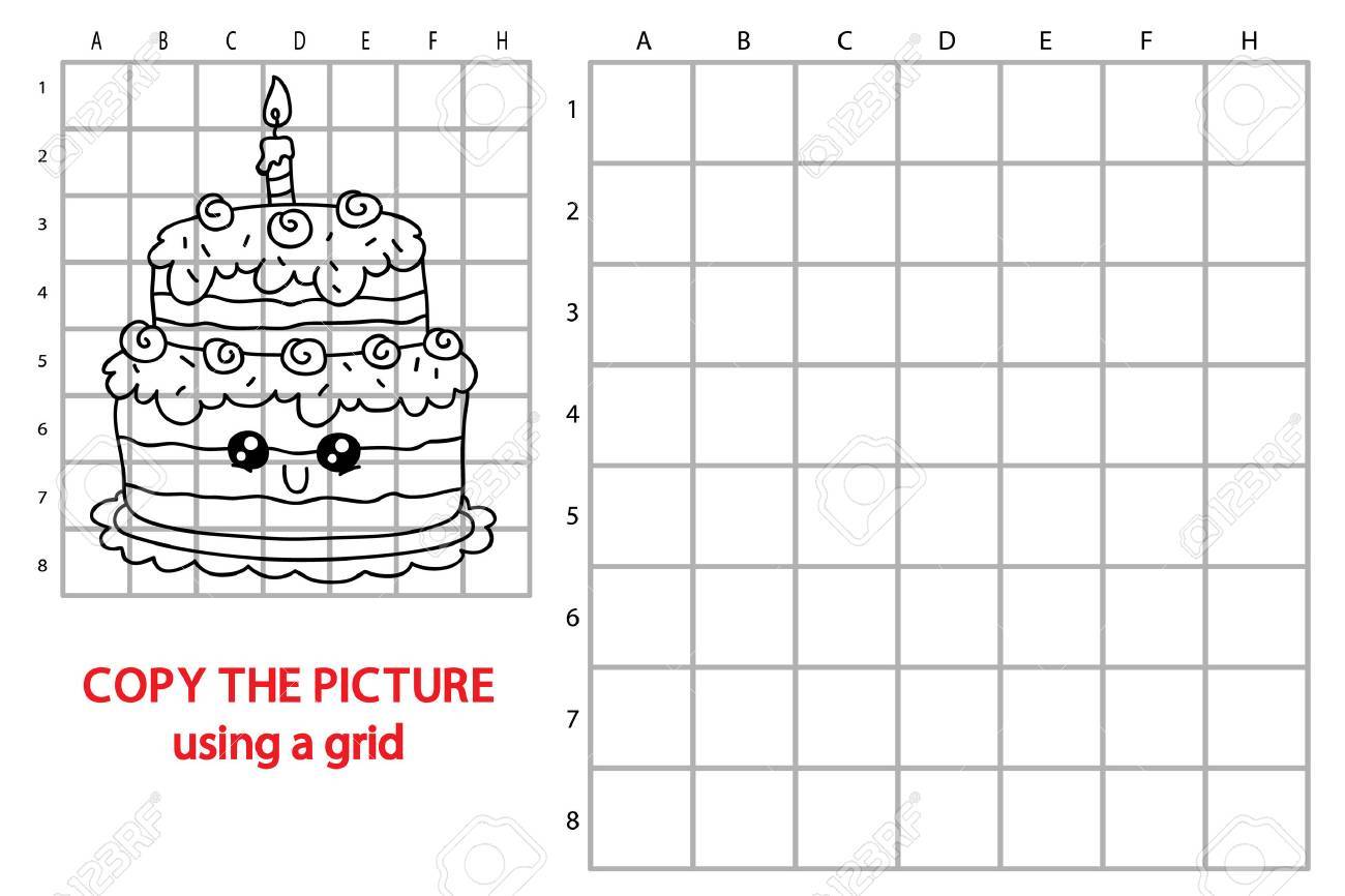 教育のグリッド コピー パズル漫画幸せな誕生日ケーキ子供のためのベクトル イラストのイラスト素材 ベクタ Image 教育のグリッド コピー パズル漫画幸せな誕生日ケーキ子供のためのベクトル イラストのイラスト素材 ベクタ Image