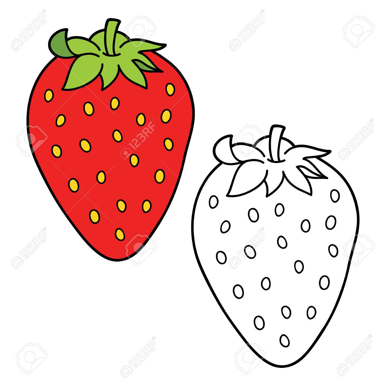 Vector Illustration Coloring Page Of Cartoon Strawberry For Children ... Vector Illustration Coloring Page Of Cartoon Strawberry For Children ...