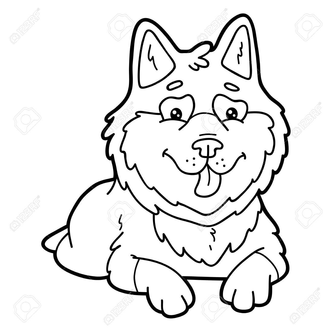 Cute cartoon dog character for children coloring page Stock Vector
