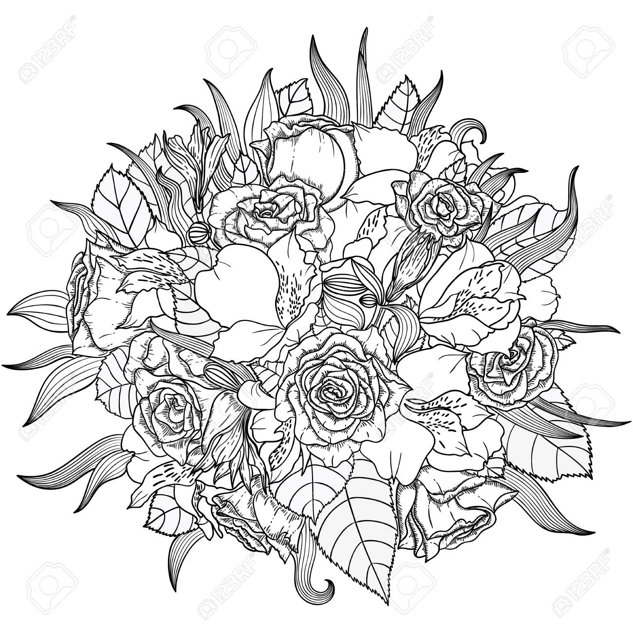 Monochrome Vector Illustration Of Bouquet With Hand Drawn Flowers And Plants Eps8 Royalty Free Cliparts Vectors And Stock Illustration Image Monochrome Vector Illustration Of Bouquet With Hand Drawn Flowers And Plants Eps8 Royalty Free Cliparts Vectors And Stock Illustration Image