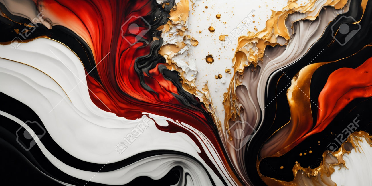 水墨画 抽象デザイン 金色 赤色 【公式通販】