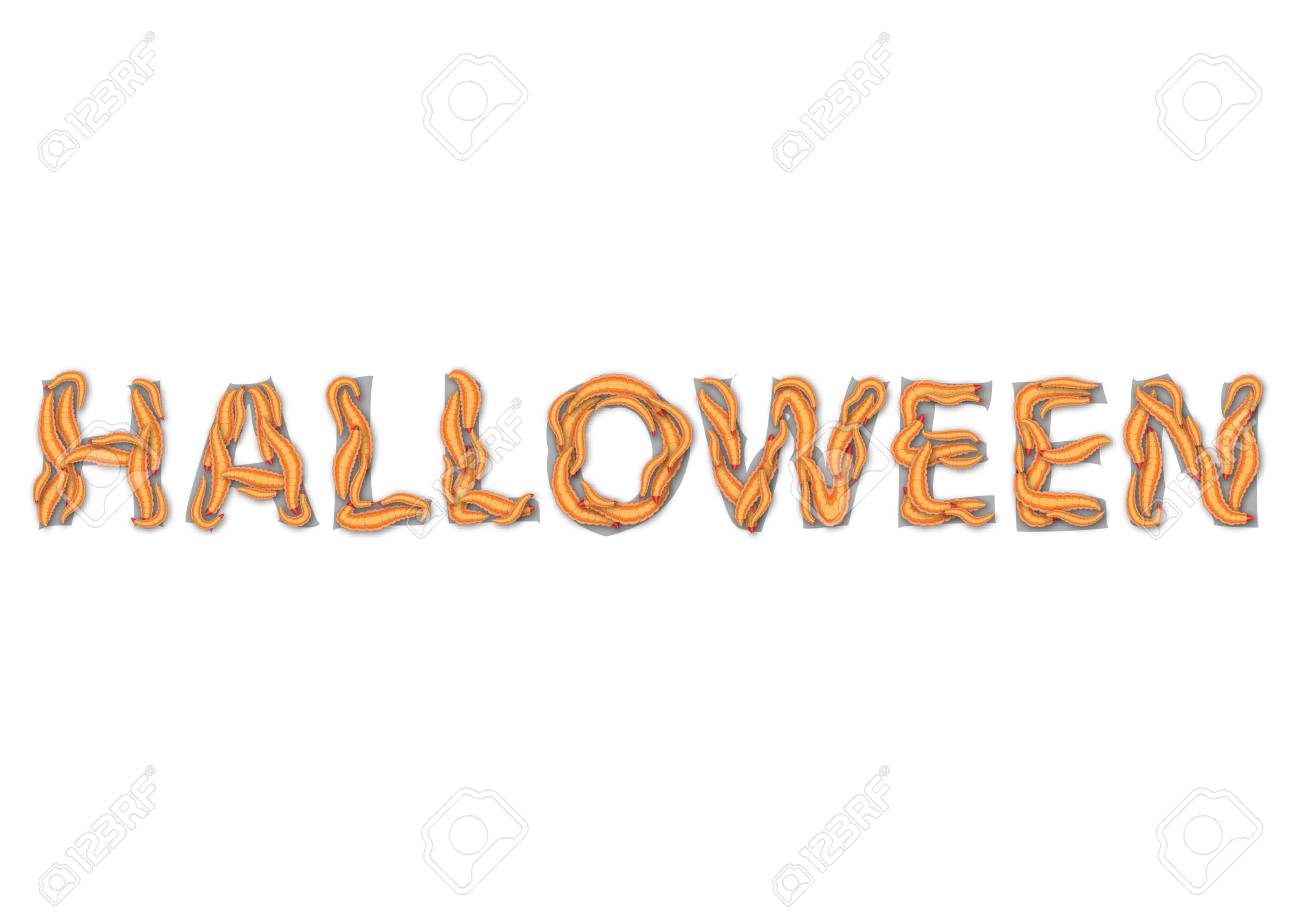 halloween word maggot text effect word halloween