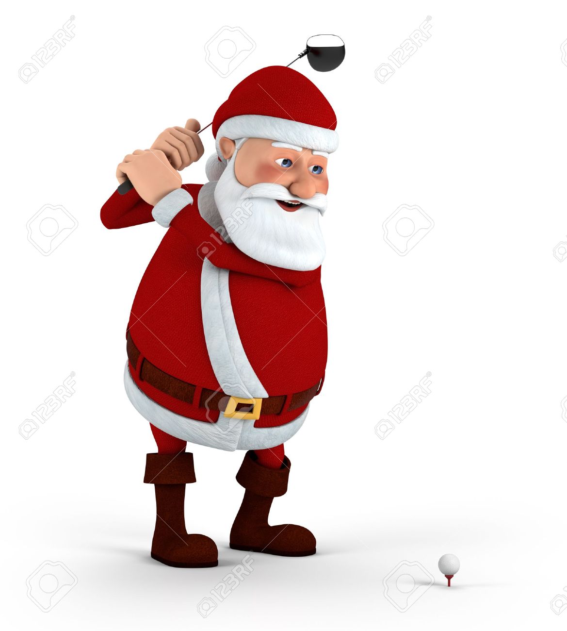 Babbo Natale 3d.Immagini Stock Cartoon Babbo Natale Gioca A Golf Illustrazione 3d Di Alta Qualita Image 11069217