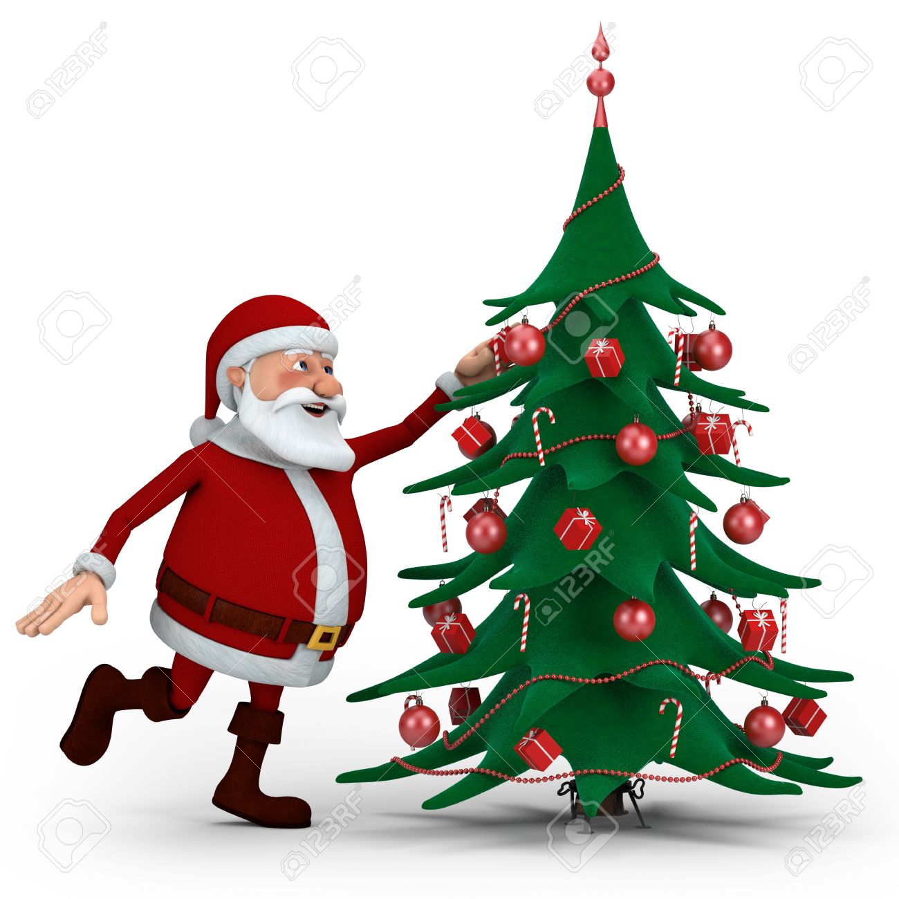 Babbo Natale 3d.Immagini Stock Cartoon Babbo Natale Albero Di Natale Decorare Illustrazione 3d Di Alta Qualita Image 11299198