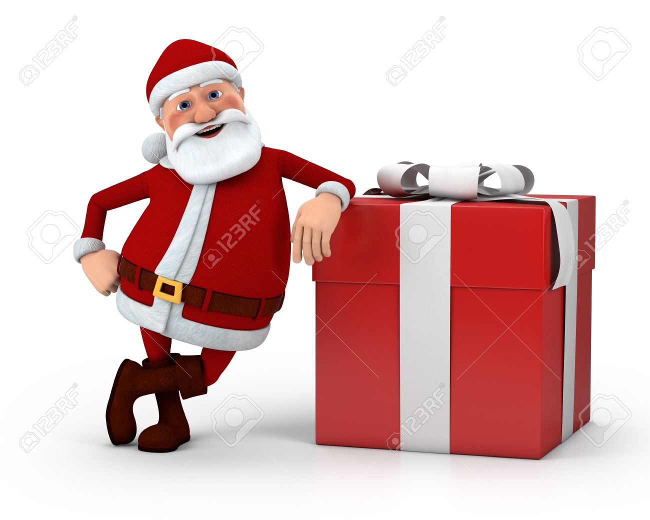 Babbo Natale 3d.Immagini Stock Simpatico Cartone Animato Babbo Natale Appoggiato Presenti Illustrazione 3d Di Alta Qualita Image 11299215