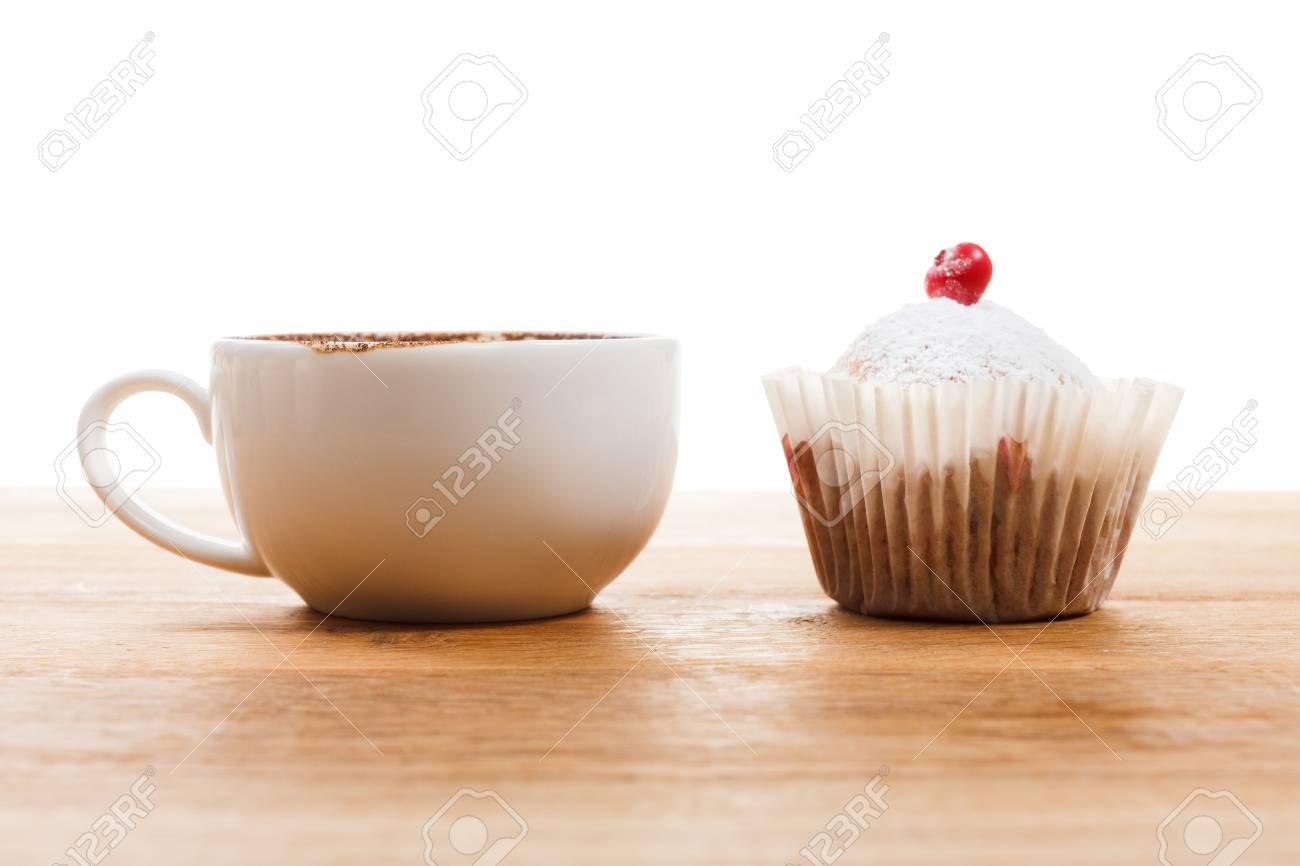 Cup Of Coffee And Muffin Isolated On White Background Stock Photo - 1300x866 - jpeg Coffee And Muffin