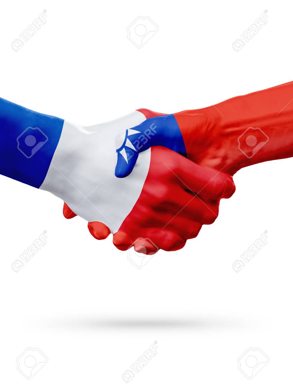 Flags France, Taiwan Countries, Handshake Cooperation, Partnership,  Friendship Or Sports Team Competition Concept, Isolated On White Stock  Photo, Picture And Royalty Free Image. Image 75264816.