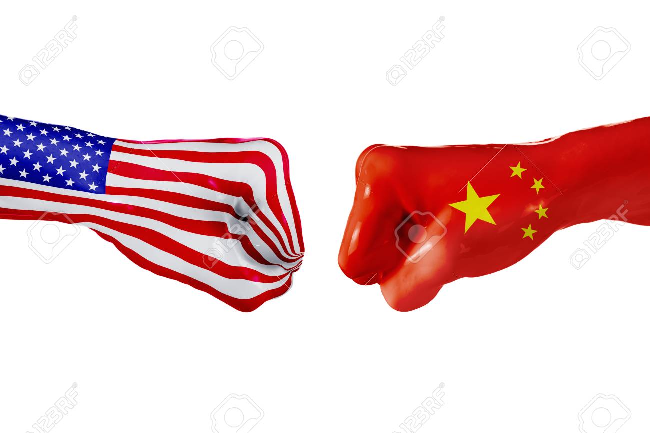 USA and China country flag. Concept fight, war, business competition, conflict or sporting events, isolated on white - 76541531 USA and China country flag. Concept fight, war, business competition, conflict or sporting events, isolated on white - 76541531
