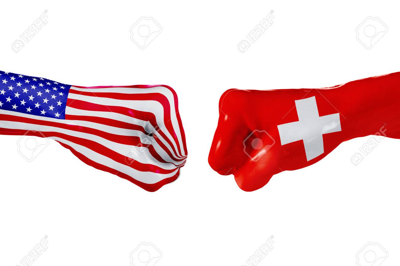 Los Eeuu Y La Bandera De Pais De Suiza Concepto De Lucha La Guerra La Competencia De Negocios Conflictos O Eventos Deportivos Aislado En Blanco Fotos Retratos Imagenes Y Fotografia De Archivo