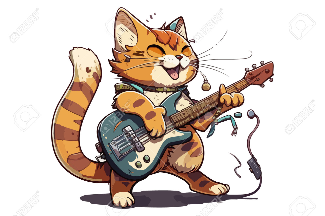 ギターを弾く猫のベクターイラストのイラスト素材・ベクター Image