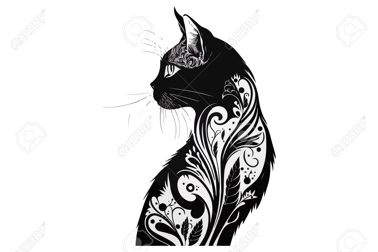 Logo De Tatouage Tribal De Chat, : image vectorielle de stock (libre de  droits) 2018221820 | Shutterstock, image size:1300x867