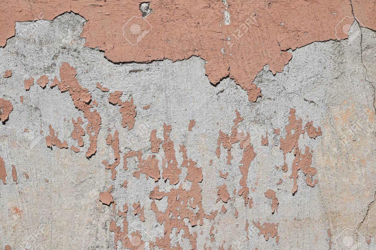 Flocons Dépoque Du Vieux Peinture Rose Fanée Plus Abandonnée Mur De Béton Gris