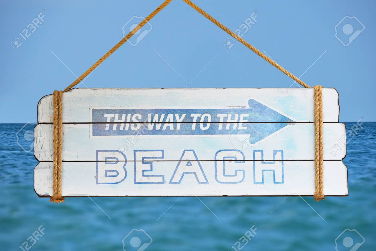 This Way To The Beach Wood Sign
