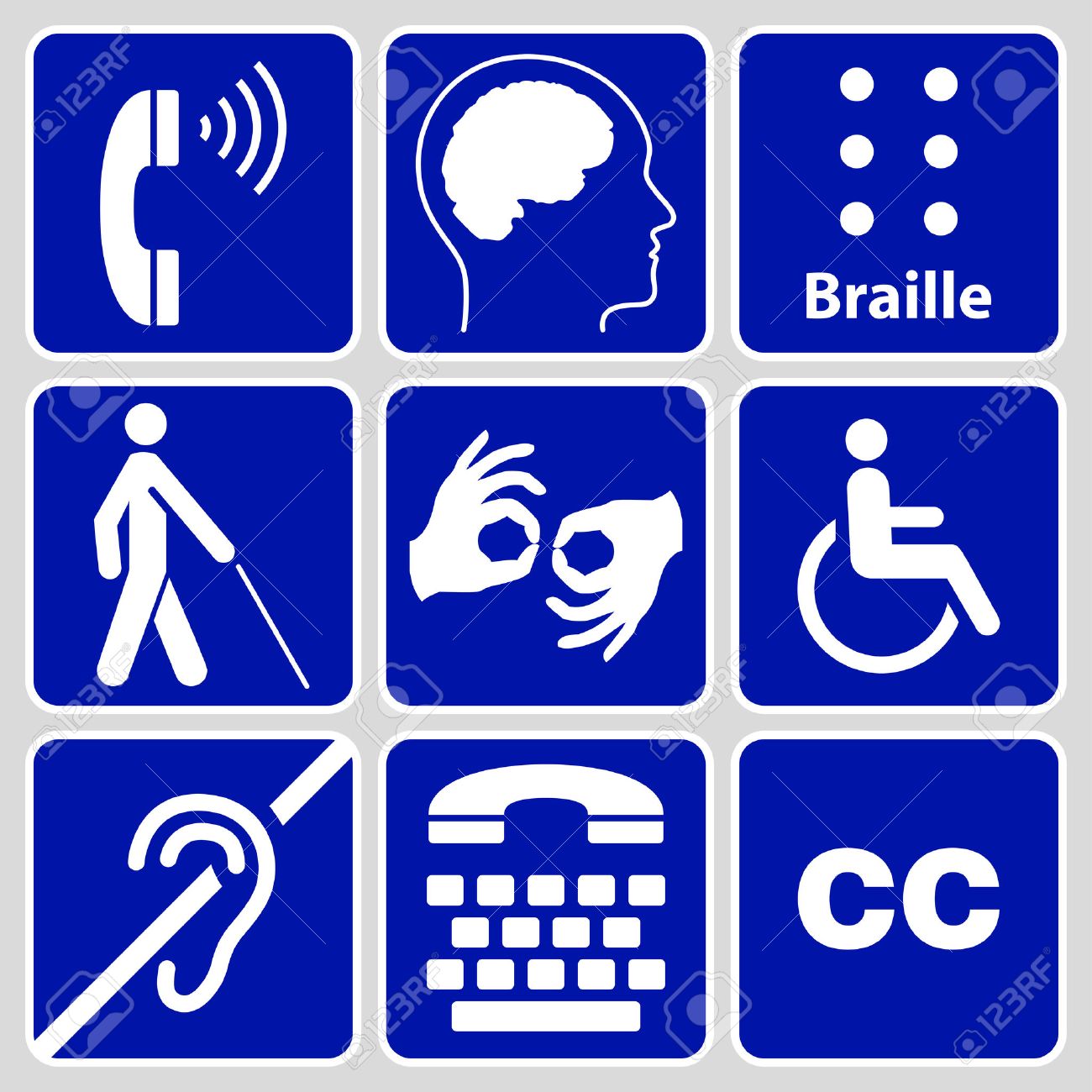 blue disability symbols and signs collection may be used to