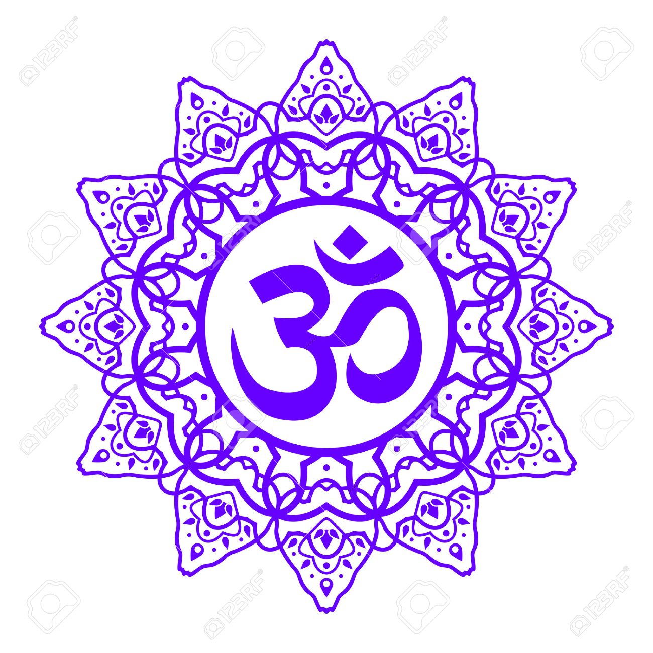 om symbol aum sign with decorative indian ornament mandala