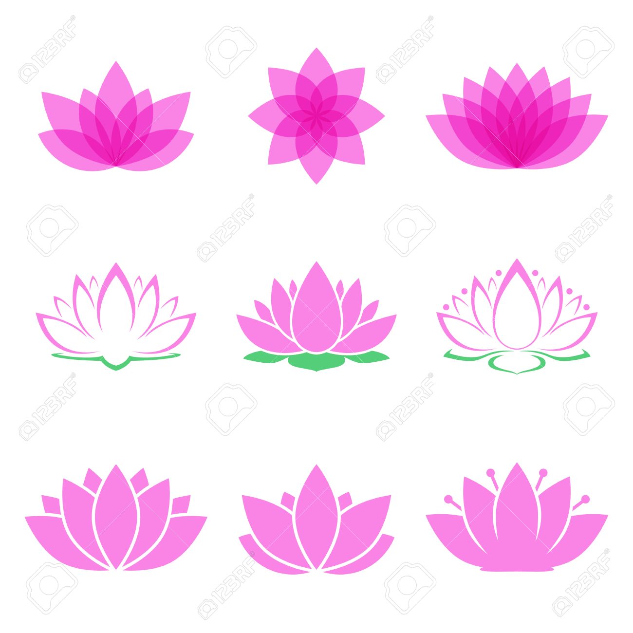 lotus flower set lotus symbol or icon for spa salon yoga class