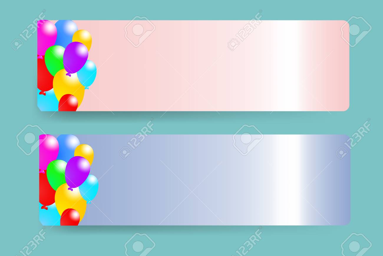 Dos Rectángulos De Papel De Color Rosa Y Azul Con La Decoración De Los Globos Todo Está En El Fondo Verde De Moda