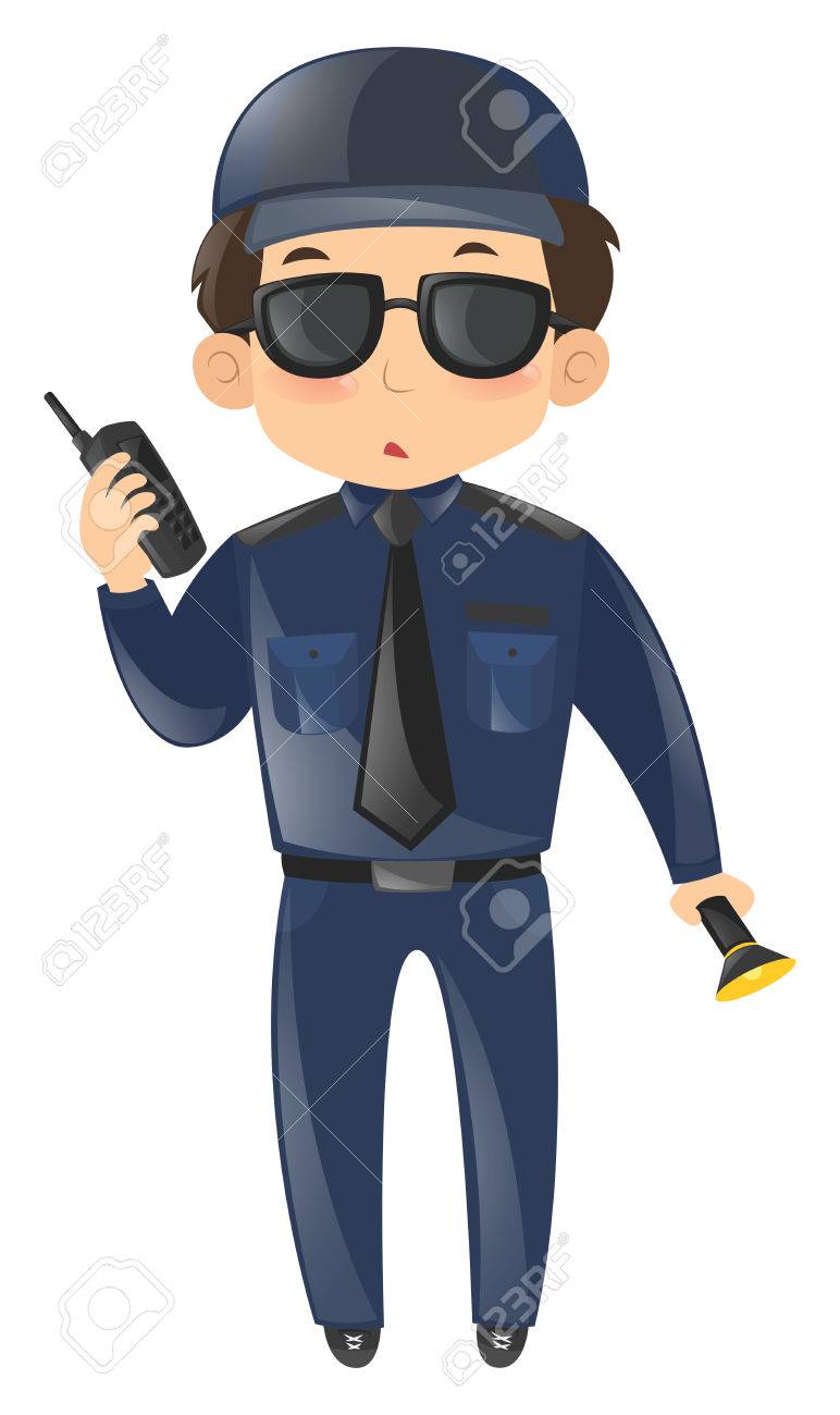 携帯電話と光のイラストと警備員のイラスト素材 ベクタ Image 携帯電話と光のイラストと警備員のイラスト素材 ベクタ Image