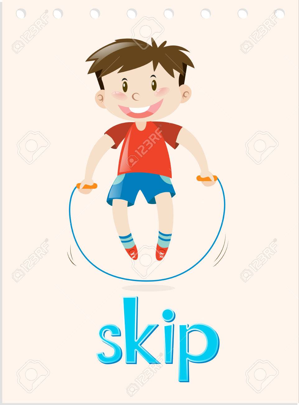 アクション動詞単語フラッシュ カードをスキップの図 のイラスト素材 ベクタ Image