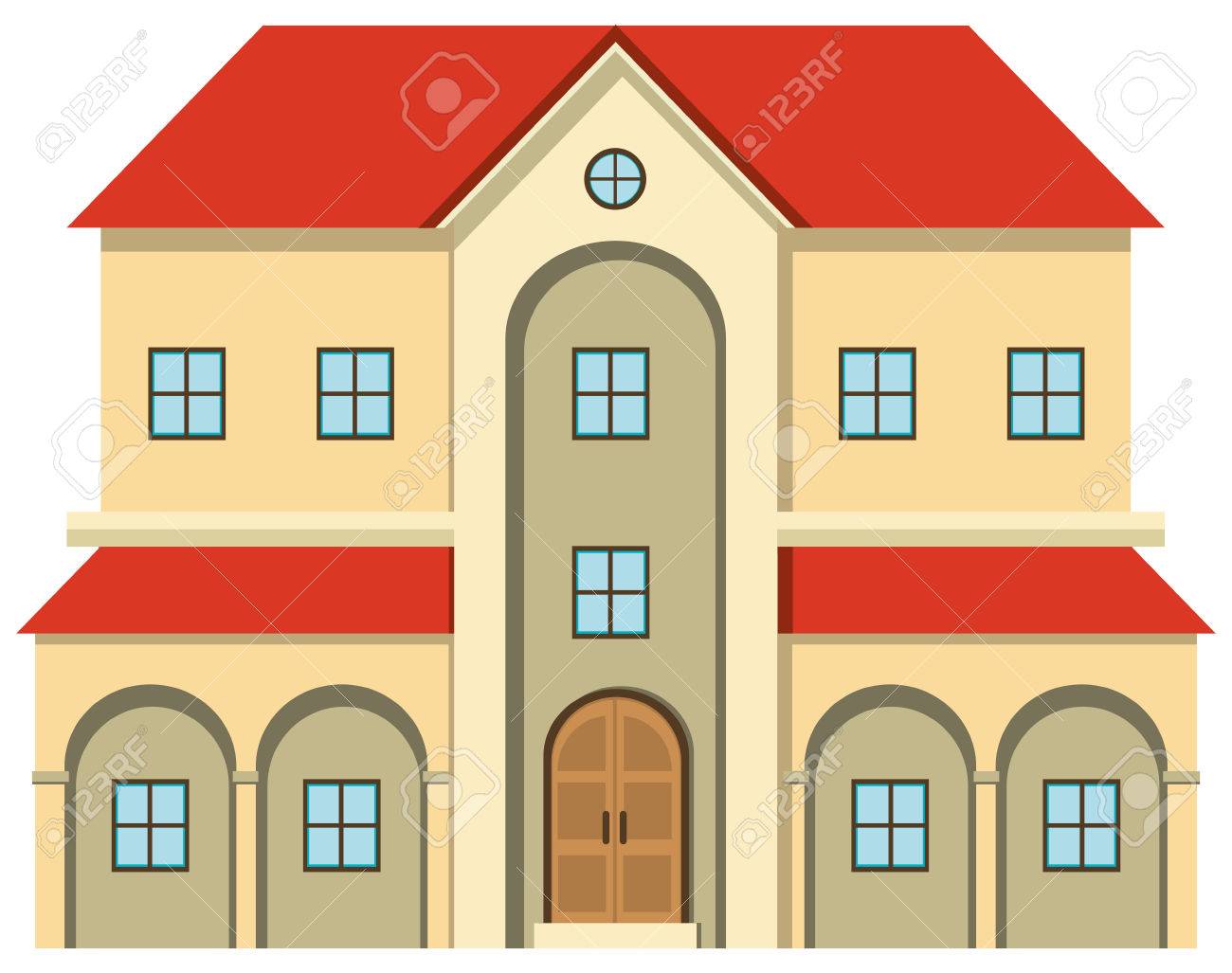 多くの Windows イラストと大きな家 のイラスト素材 ベクタ Image