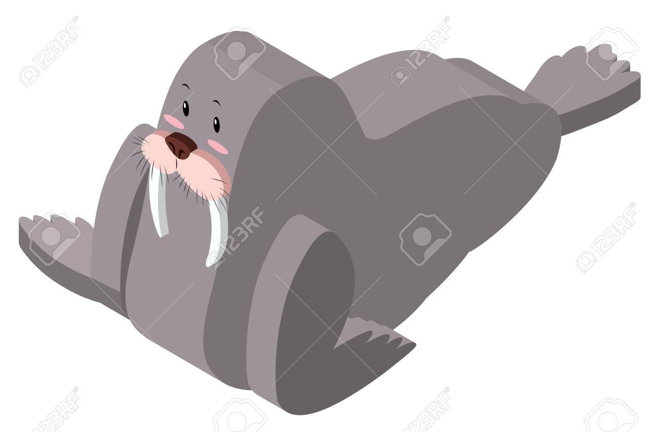 セイウチのキャラ イラストの 3 D デザインのイラスト素材 ベクタ Image