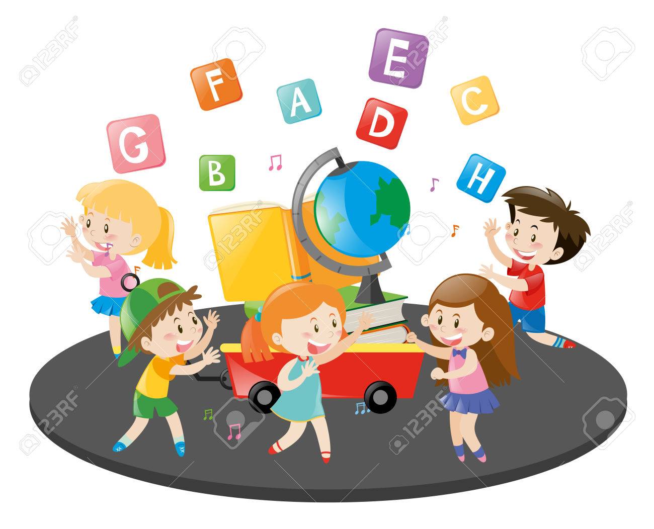 子供ダンスと歌歌の図のイラスト素材 ベクタ Image 子供ダンスと歌歌の図のイラスト素材 ベクタ Image